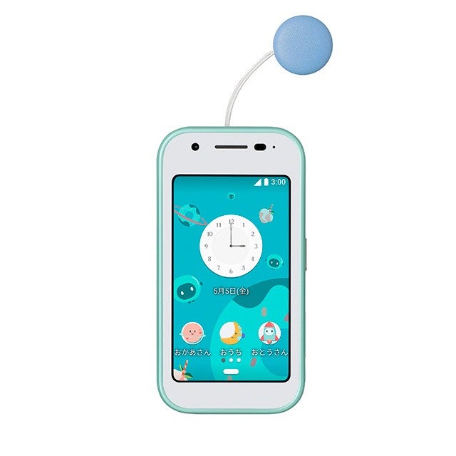mamorino6の本体（ミント色の本体、ストラップ付き）